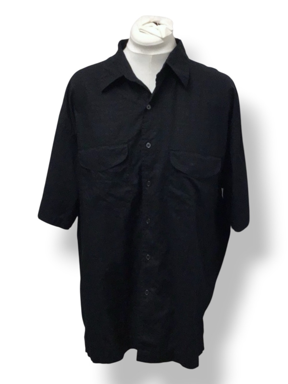 Perry Ellis Mens Short Sleeve Button Down Shirt 2-Tone Gridline Block Black XL